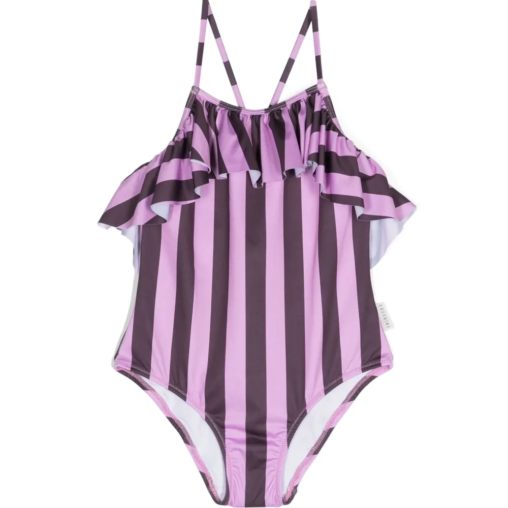 Купальник в полоску с оборками