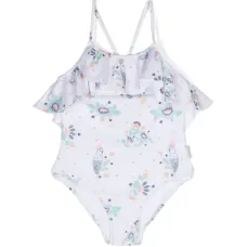 Купальник с оборками и цветочным принтом