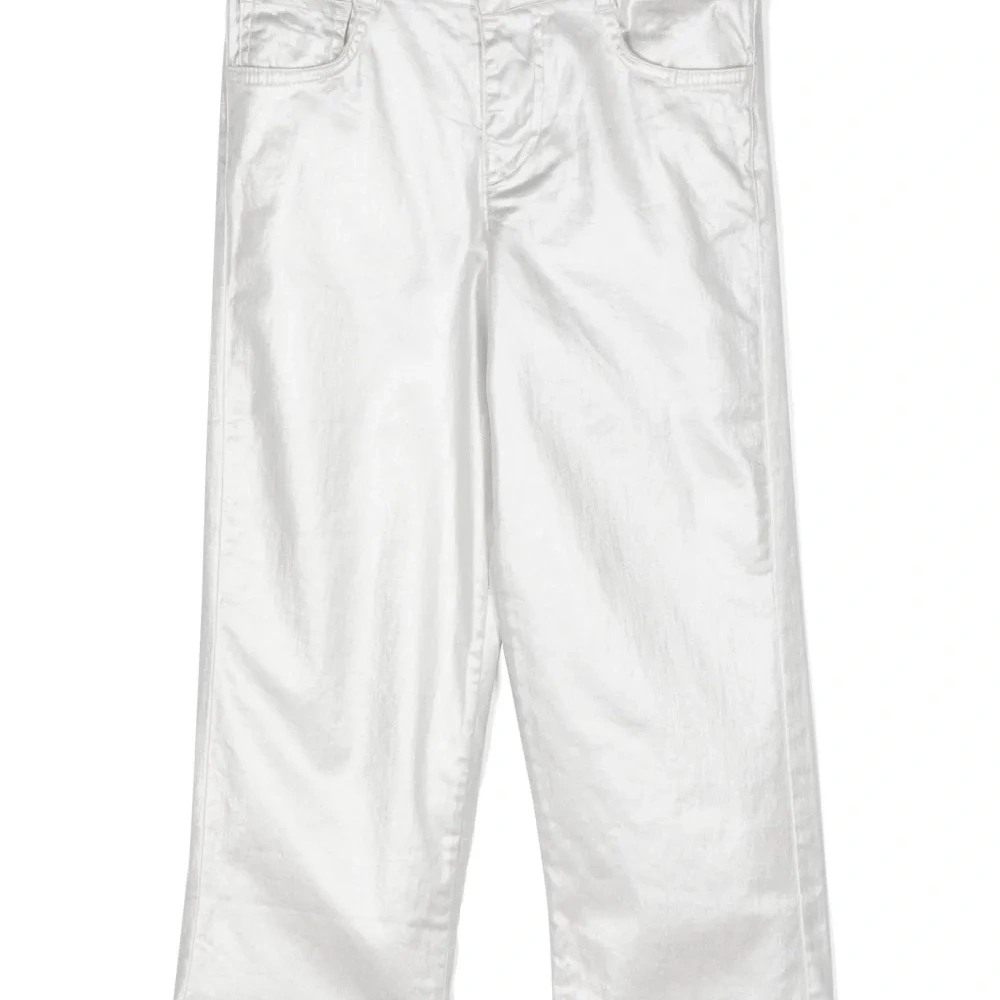 Прямые брюки с эффектом металлик