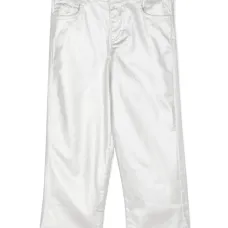 Прямые брюки с эффектом металлик