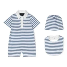 Полосатый ромпер с вышитым логотипом