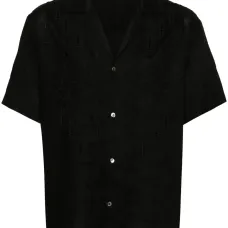 Льняная рубашка с цветочной вышивкой