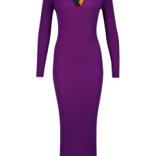 Трикотажное платье макси с длинными рукавами