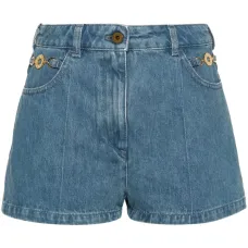 Короткие джинсовые шорты с вышитым логотипом