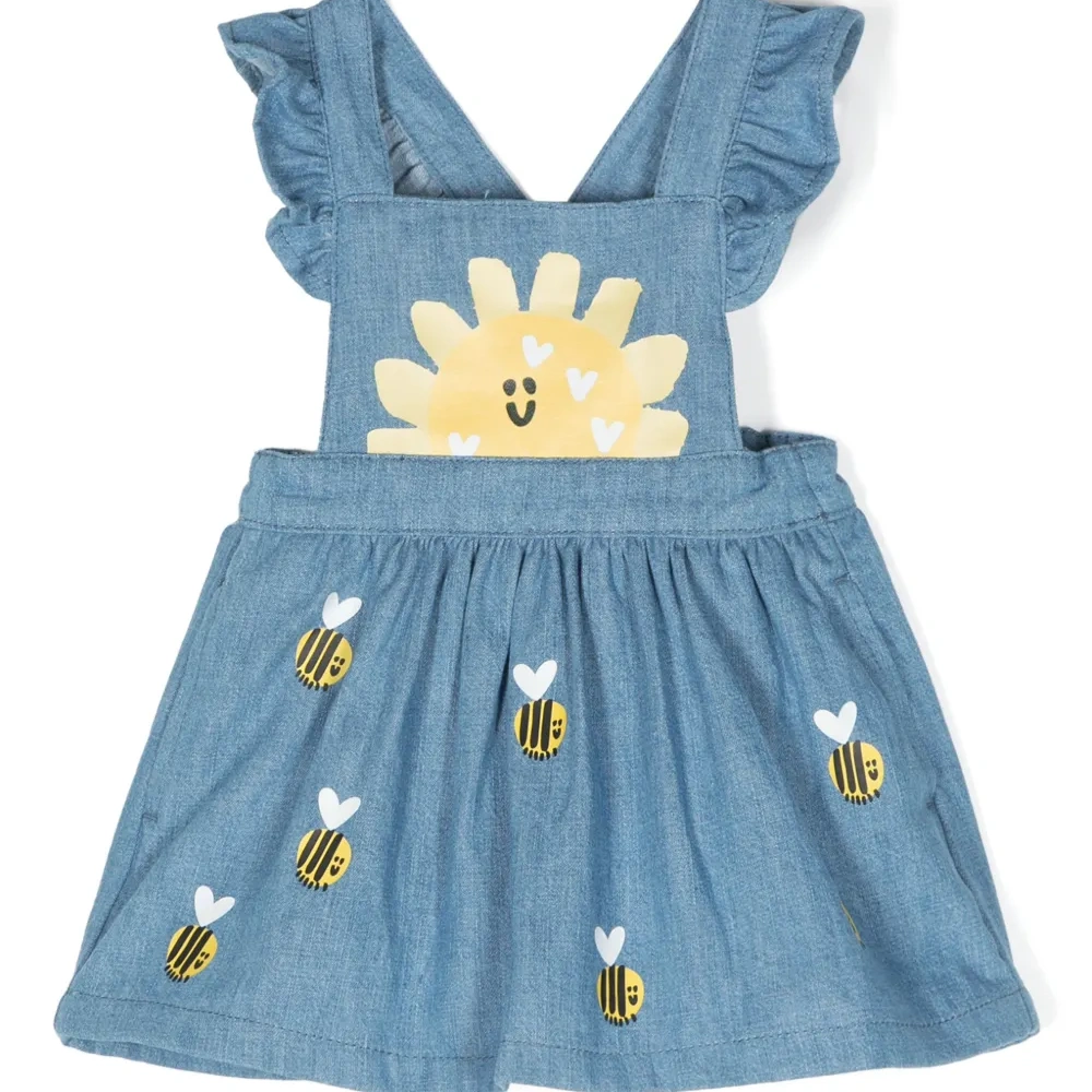 Джинсовое платье с принтом