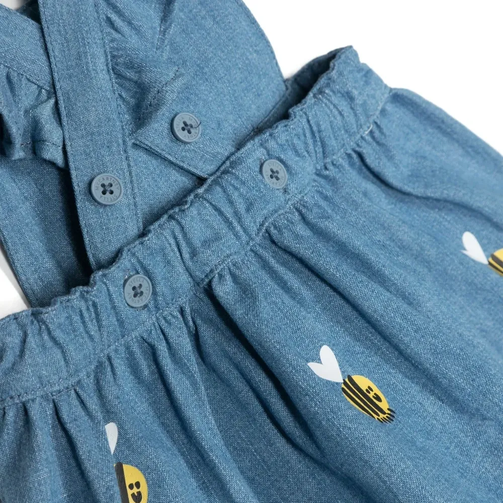 Джинсовое платье с принтом