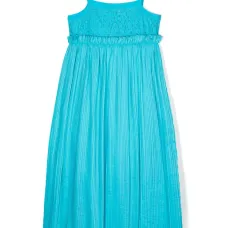 Плиссированное платье макси с кружевом