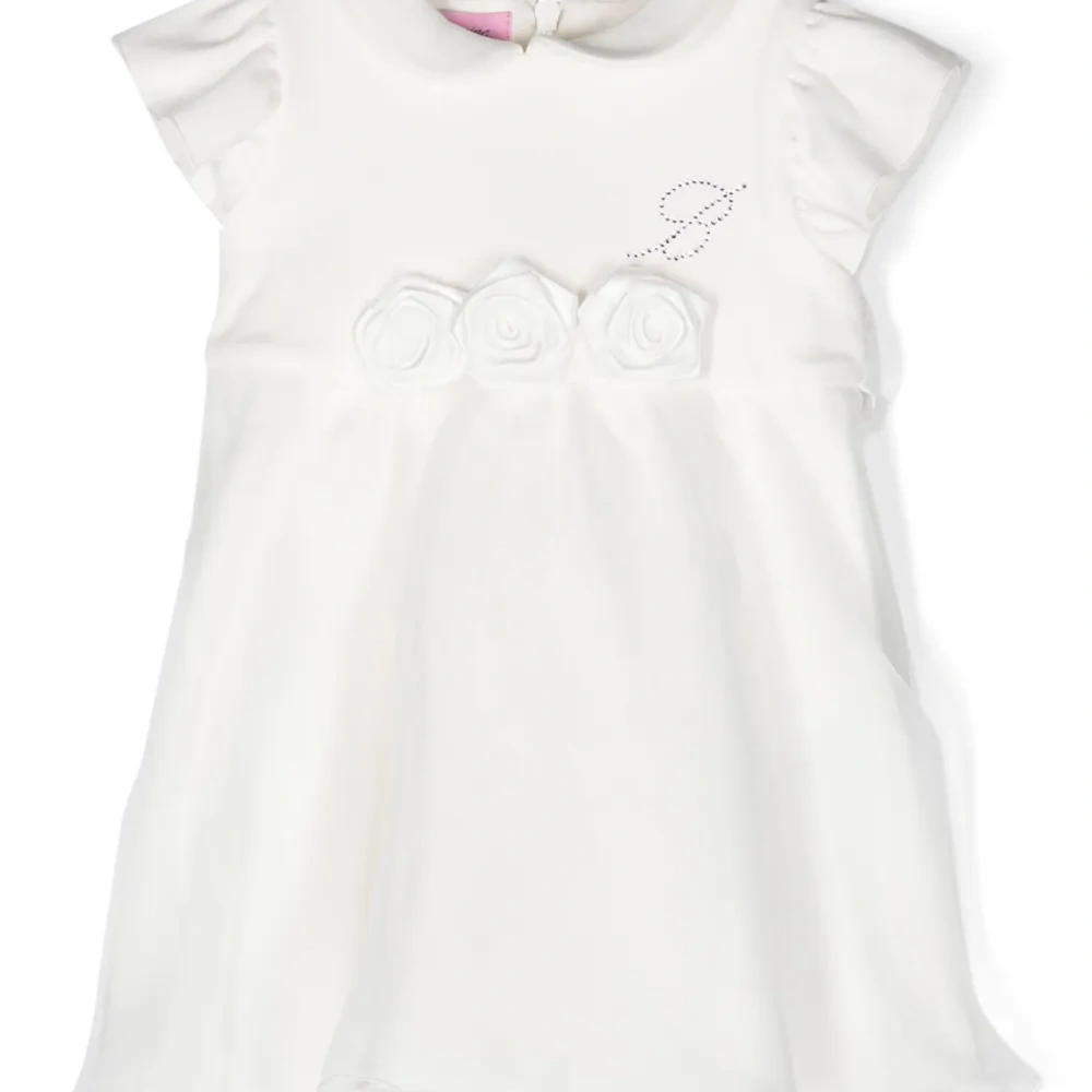 Платье с цветочной аппликацией и логотипом