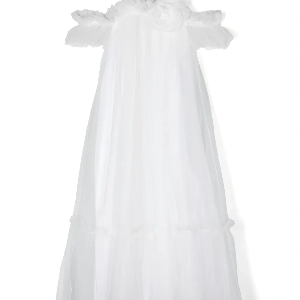 Платье из тюля с цветочной аппликацией