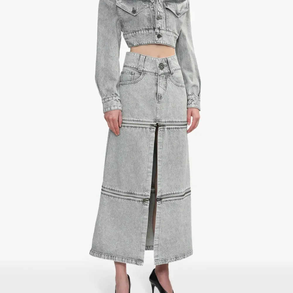 Джинсовая юбка миди