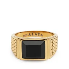 Кольцо-печатка Golden Brick с агатом