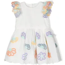 Платье с фестонами и цветочной вышивкой