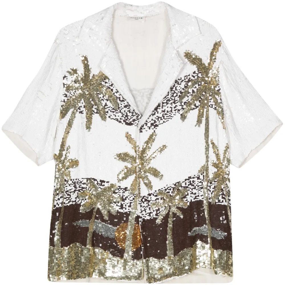 Рубашка с пайетками и принтом
