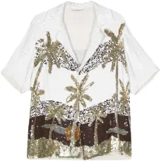 Рубашка с пайетками и принтом