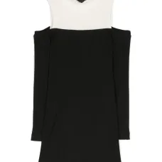 Платье мини в рубчик с высоким воротником