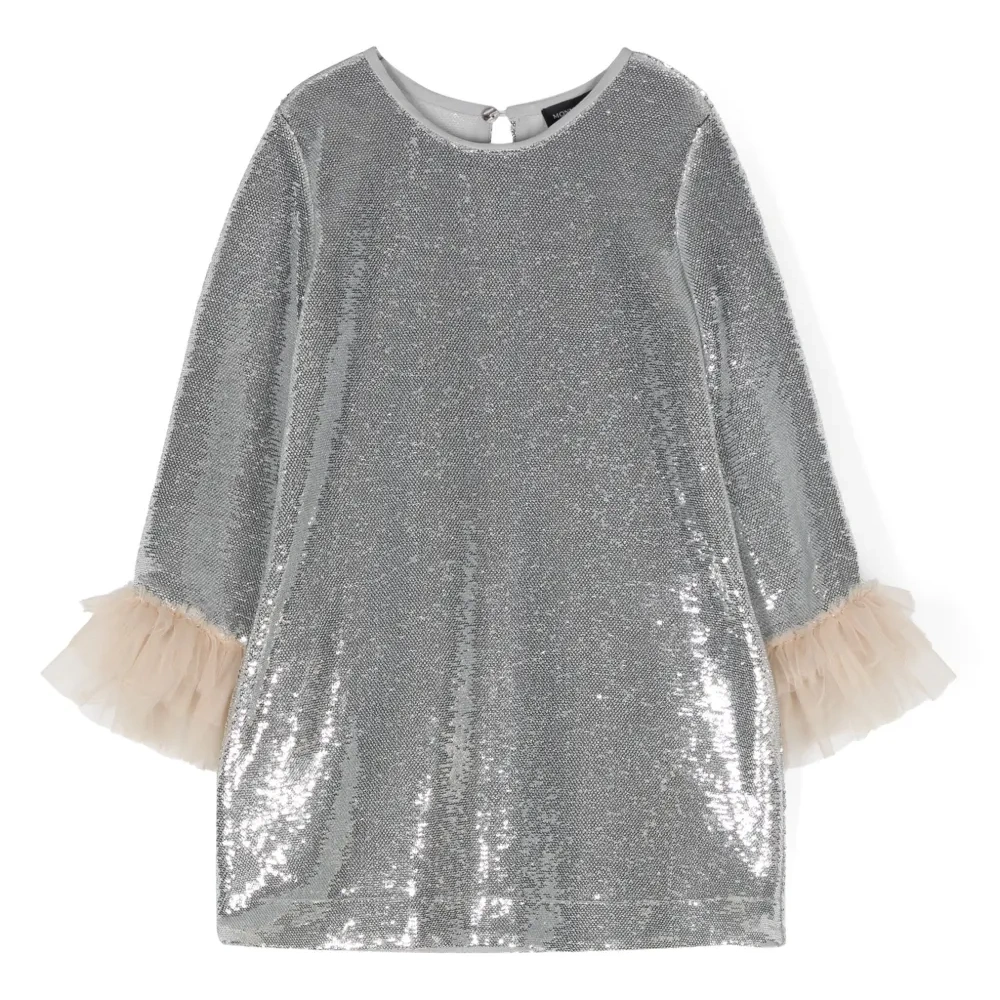 Платье с круглым вырезом и пайетками