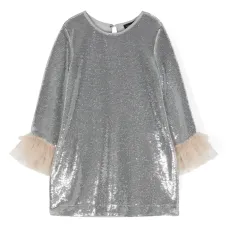 Платье с круглым вырезом и пайетками