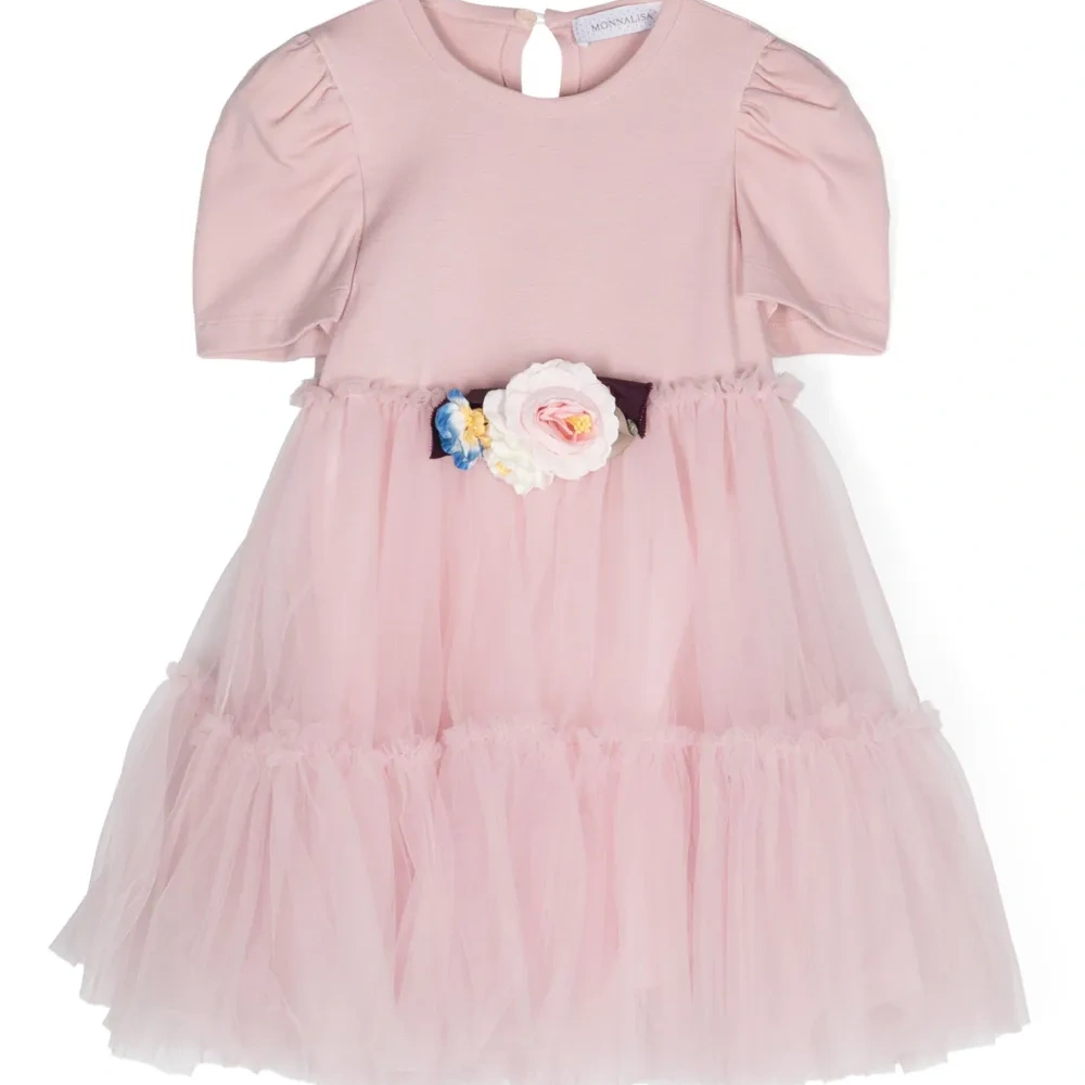 Платье из тюля с цветочной аппликацией