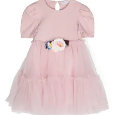 Платье из тюля с цветочной аппликацией