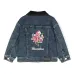 Дутая джинсовая куртка с цветочной вышивкой Дутая джинсовая куртка с цветочной вышивкой