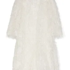 Платье с круглым вырезом и бахромой