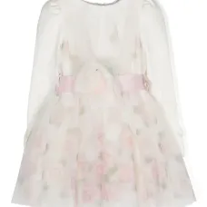 Платье из тюля с цветочной аппликацией