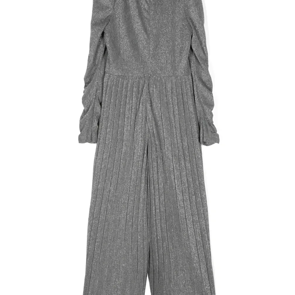 Плиссированный комбинезон с эффектом металлик