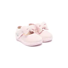 Велюровые балетки с бантом