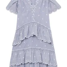 Полосатое платье мини с фестонами