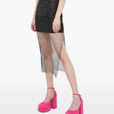 Юбка миди с разрезом и бисером