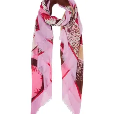 Шарф с бахромой и принтом