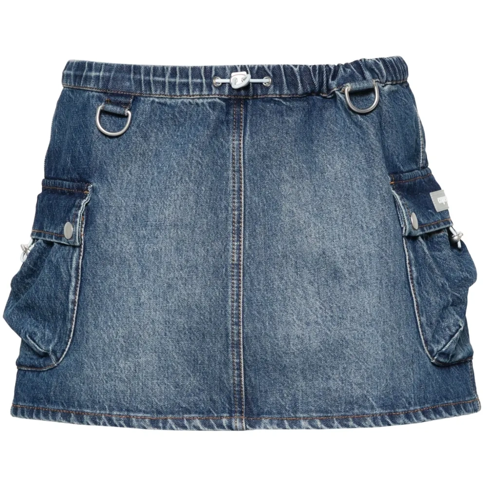 Джинсовая юбка мини с карманами карго