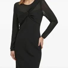 Мини-платье с длинными рукавами и узлом
