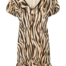 Платье с оборками и зебровым принтом