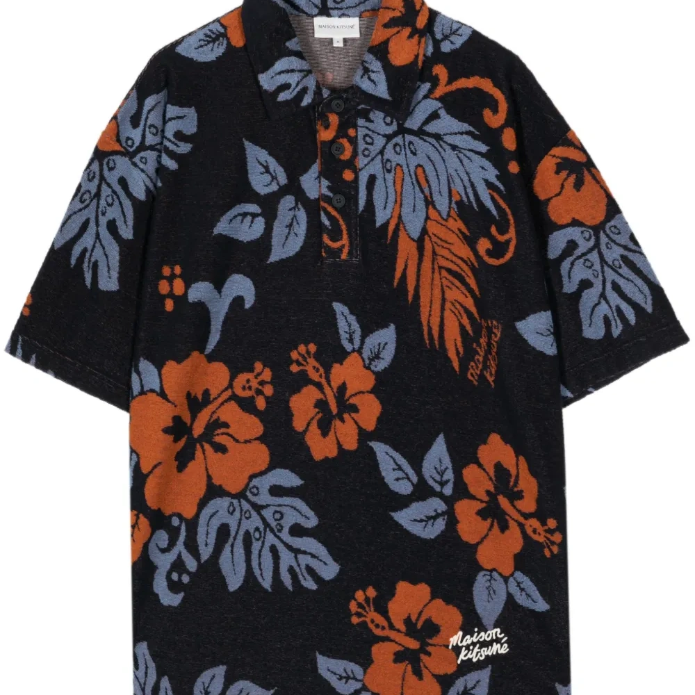 Махровая рубашка поло с цветочным принтом