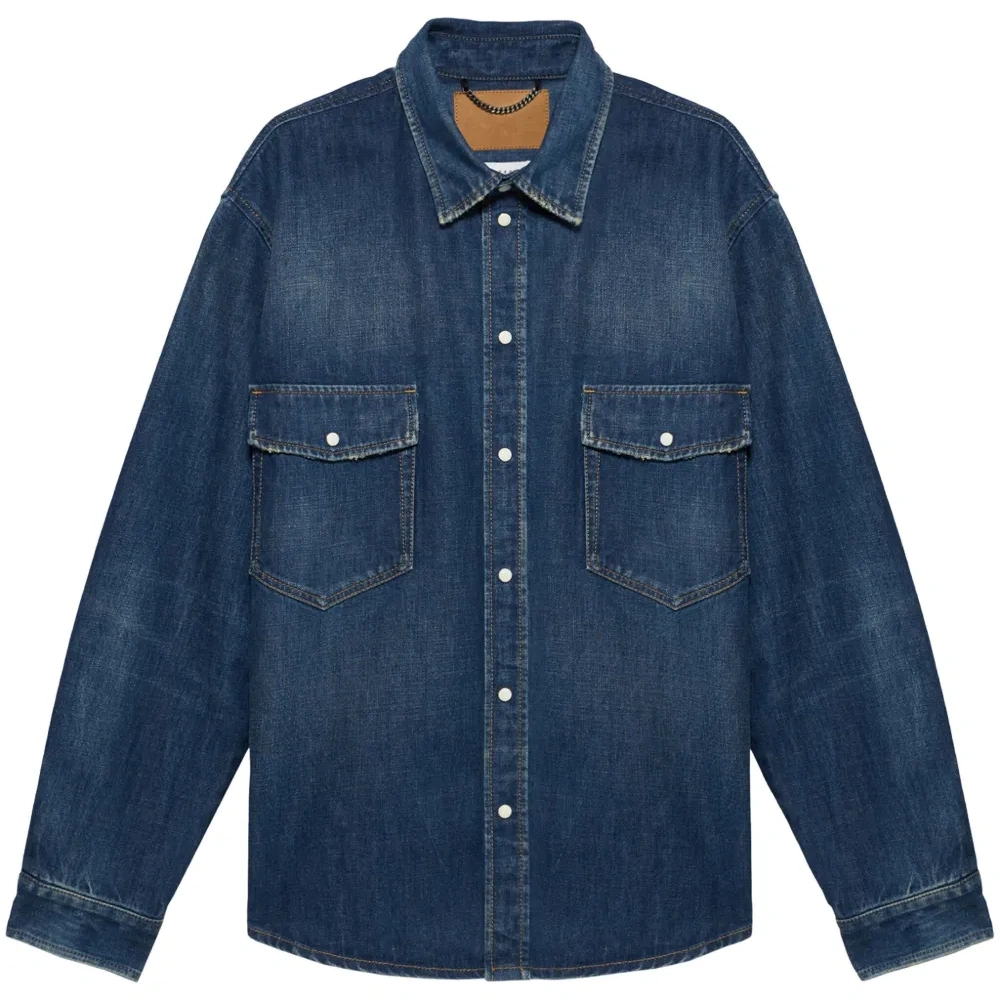 Джинсовая рубашка с тисненым логотипом