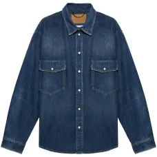 Джинсовая рубашка с тисненым логотипом