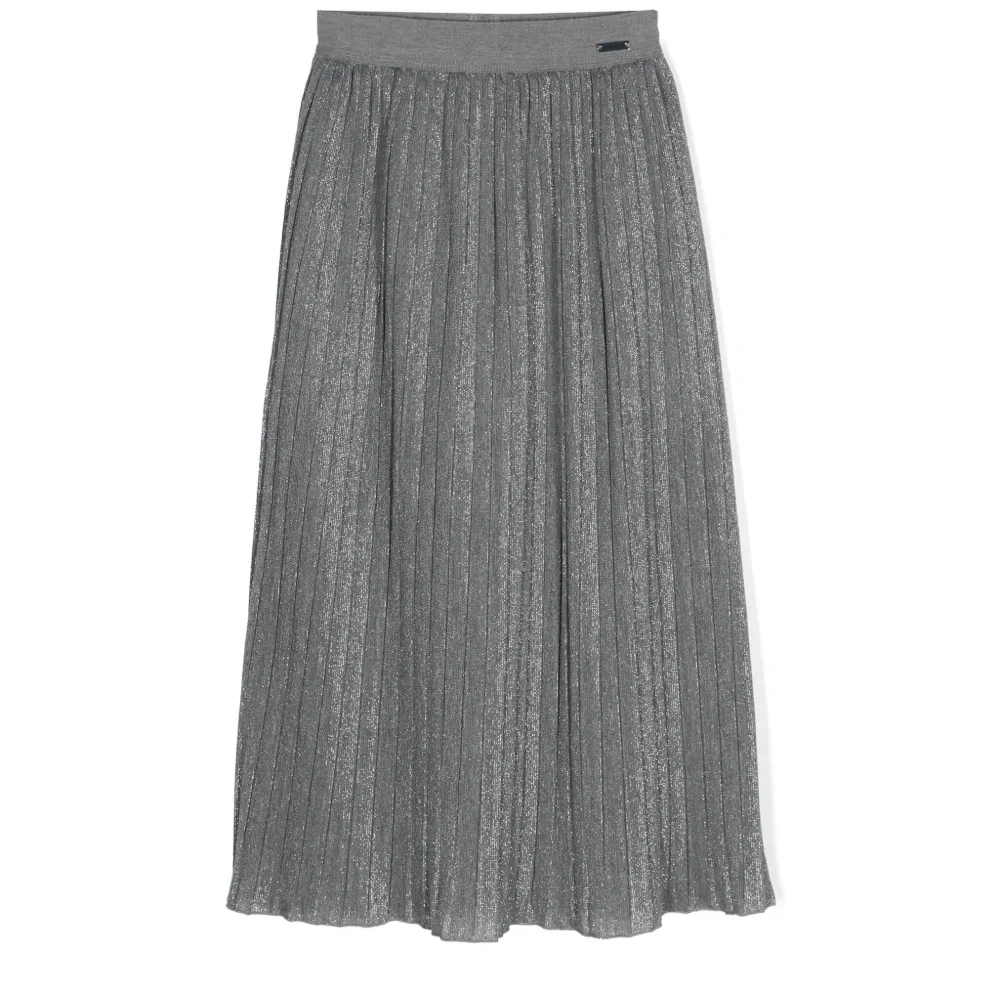 Плиссированная юбка миди с люрексом