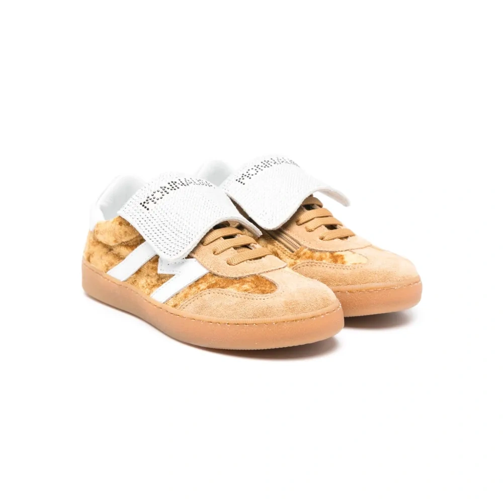 Бархатные кеды с логотипом из страз