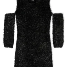 Платье мини с искусственным мехом