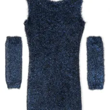 Платье миди с эффектом металлик