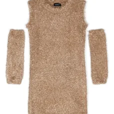 Платье мини с искусственным мехом