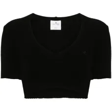 Укороченная футболка в рубчик