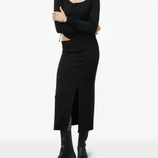 Миди-платье с вырезами и сборкой