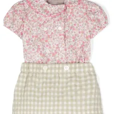 Комплект из клетчатой юбки и топа с цветочным принтом