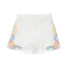 Шорты из смесового льна с цветочной вышивкой