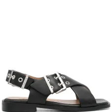 Сандалии с перекрестными ремешками и пряжками Сандалии с перекрестными ремешками и пряжками