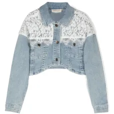 Укороченная джинсовая куртка с кружевом Укороченная джинсовая куртка с кружевом