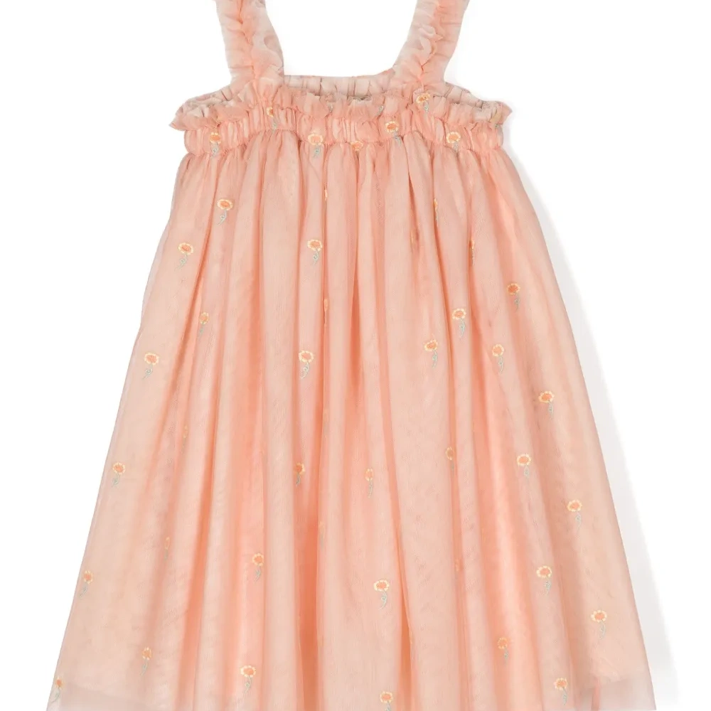 Сетчатое платье с цветочной вышивкой