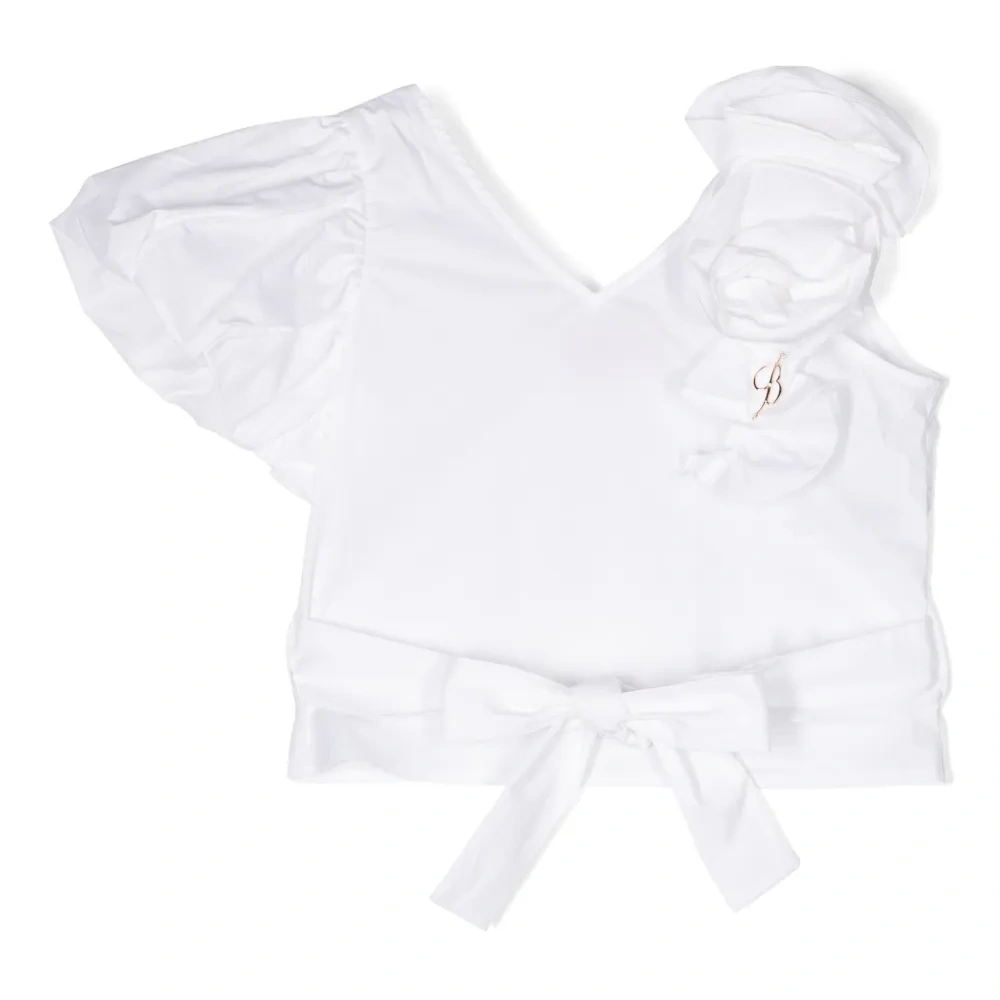 Поплиновая блузка с цветочной аппликацией